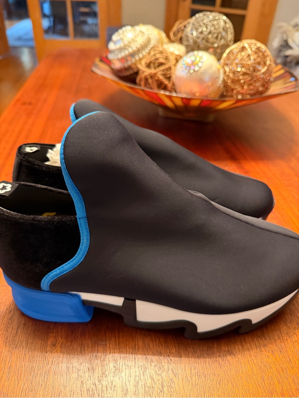 Black and Blue Slip-On Women's Sneakers